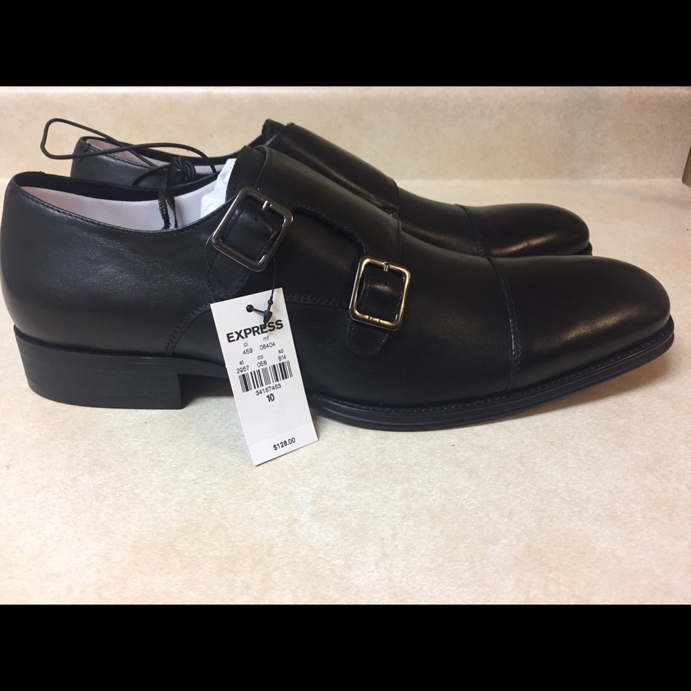 Express Leather Double Monk Strap Dress Shoe
